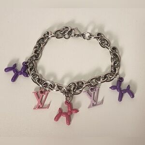 Louis Vuitton Silver Bracelet Balloon Dog Pink and Purple
